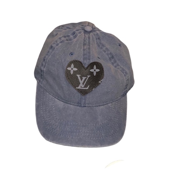 Accessories - Washed Blue Baseball Hat W/ Heart Patch